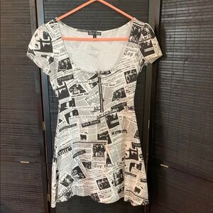 Current Mood Newspaper Print Dress